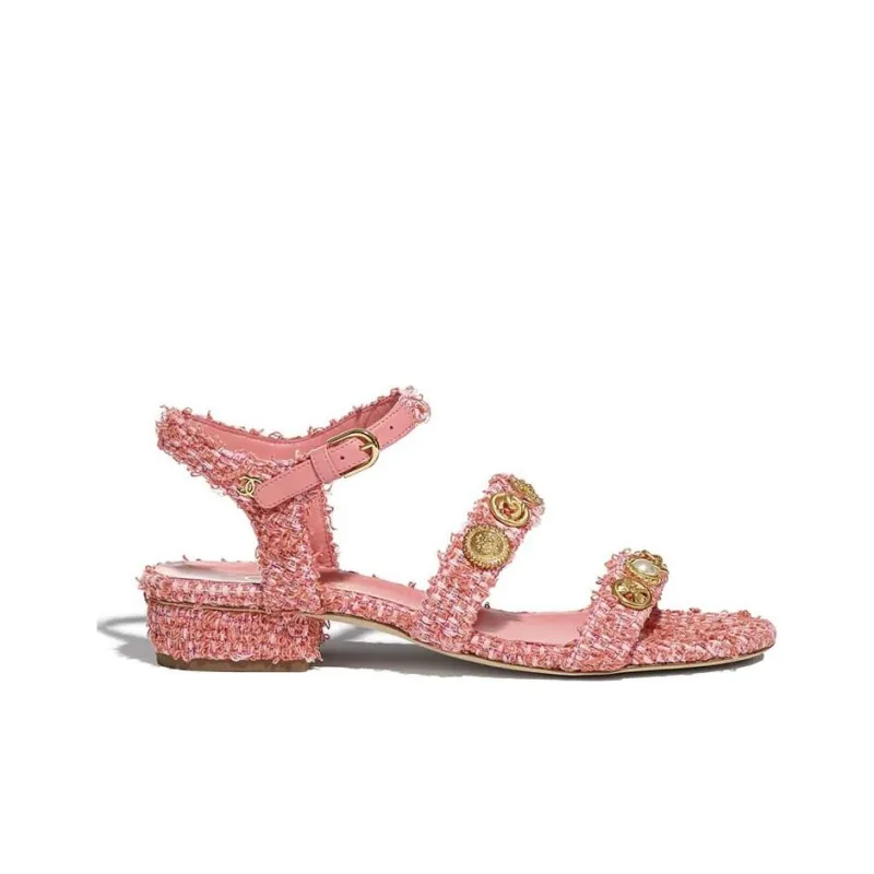 CHANEL Stylish Sandals Women's Coral Pink-1