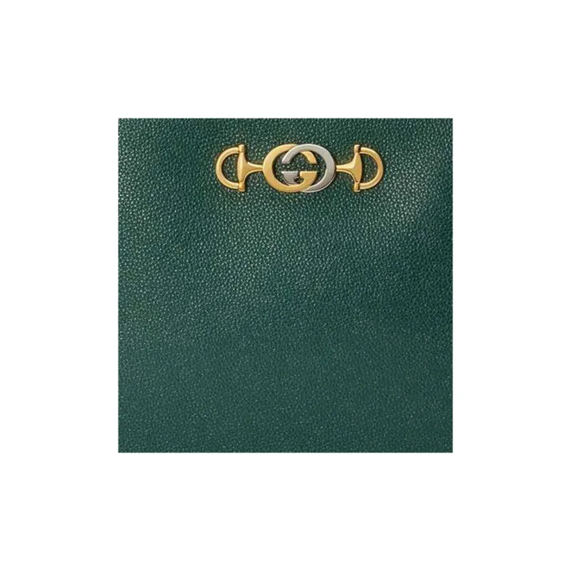 GUCCI Zumi Grained Leather Clutch Women's Dark Green-6