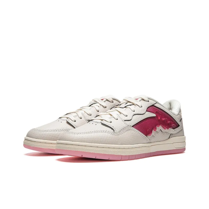 LiNing Wave Pro Cushioning Wear-Resistant Low-Top Skateboard Shoes Unisex Ecru/Fifi Pink-2