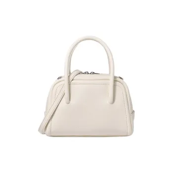 DISSONA Cow Leather Shoulder Bag, Crossbody Bag, Handbag Medium Size Women's Ecru
