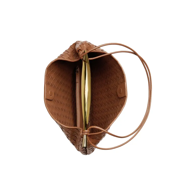 Bottega Veneta SARDINE Lambskin Handbag Medium Size Women's Brown-3