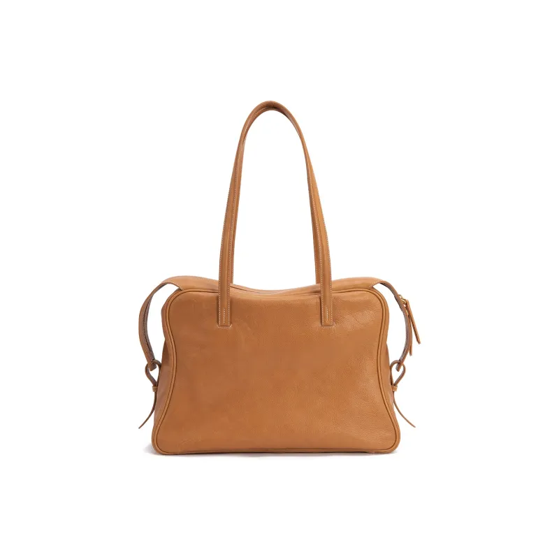 Clos Vegetable Tanned Cow Leather Commute One Shoulder Briefcase Women's Caramel Brown/Apricot/Black-9