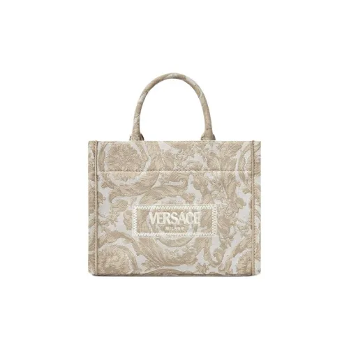 VERSACE Barocco Canvas Neoprene Bag Shopping Bag Handbag Small Size Women's Beige