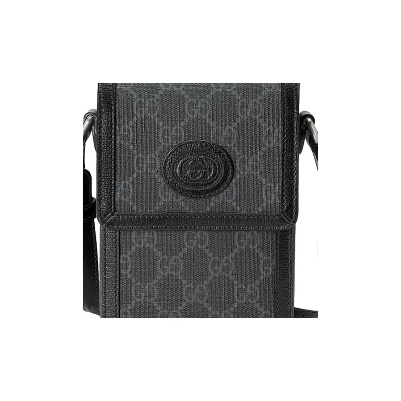 GUCCI GG Retro Series Canvas Patchwork Leather Shoulder Bag, Crossbody Bag, Cell Phone Pouch Mini Men's Black-6