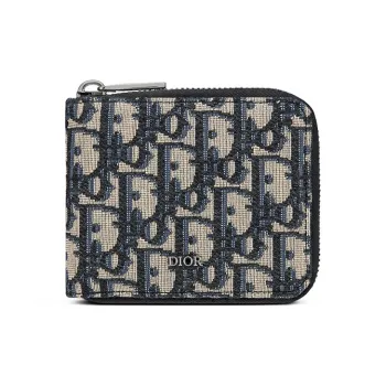 DIOR Cow Leather Wallet Men's Blue Black