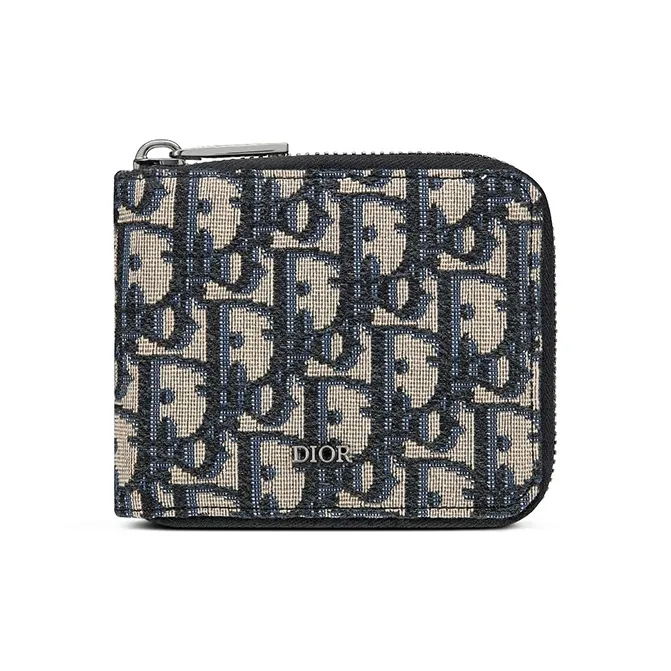 DIOR Cow Leather Wallet Men's Blue Black-0