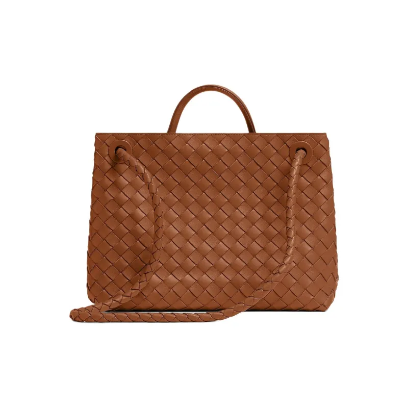Bottega Veneta Andiamo Series Lambskin Shoulder Bag, Crossbody Bag, Handbag Medium Size Women's Brown-2
