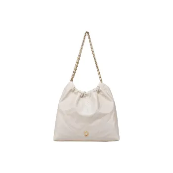 DISSONA Cow Leather Hobo Bag Shoulder Bag Handbag Large Size Women's White