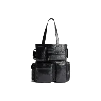 Balenciaga Superbusy Lambskin Tote Bag, Shopping Bag, Handbag Men's Black