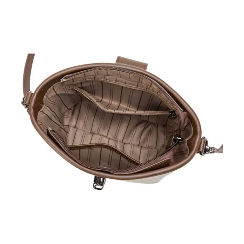 ST&SAT Pvc Shoulder Bag Crossbody Bag Bucket Bag Chain Bag Medium Size Women's Coffee-3