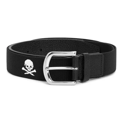 GFORE Embroidered Logo Pin Buckle Leather Belts Men's Black Width 3.5CM
