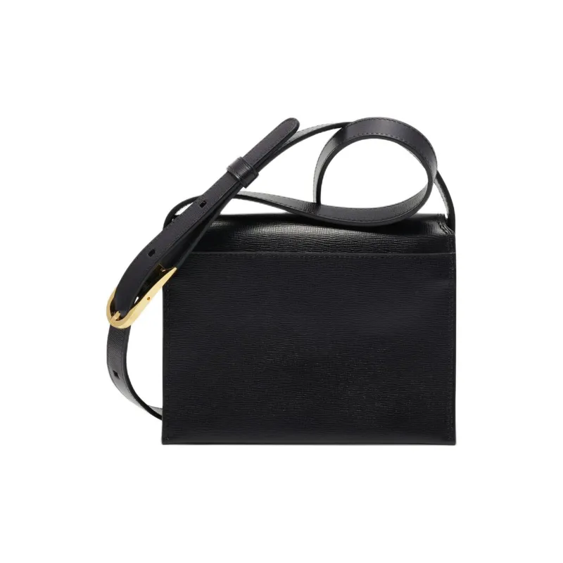 Delvau Opera Calf Grain Calfskin Shoulder Bag, Crossbody Bag Trumpets Women's Black-2