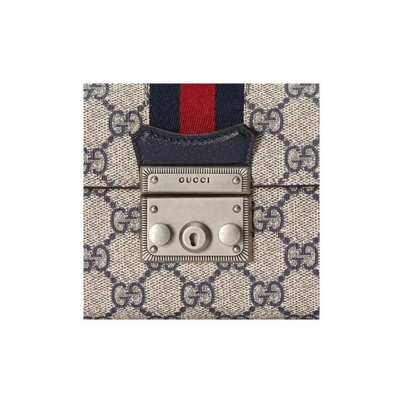 GUCCI Padlock Canvas With Leather Canvas Bag, Box Bag, Crossbody Handbag, Shoulder Bag Mini Women's Beige/Blue-7