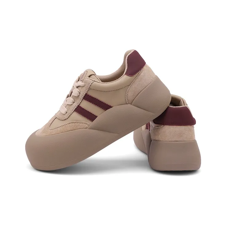 CAI CHI Low Top Skateboard Shoes Women's Brown-1