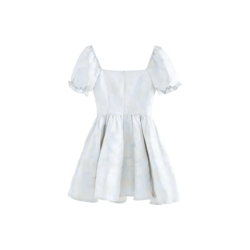 Blovelan Short-Sleeved Dresses Women's Oil Painting Blue-1