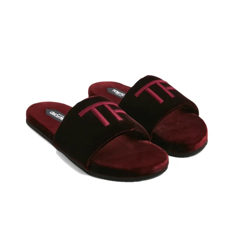 TOM FORD Harrison Logo-embroidered Velvet Slippers-4