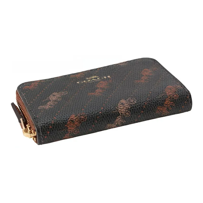 COACH Zip Around PVC Card Holders Clutches Wallets Mini Women's Black-2