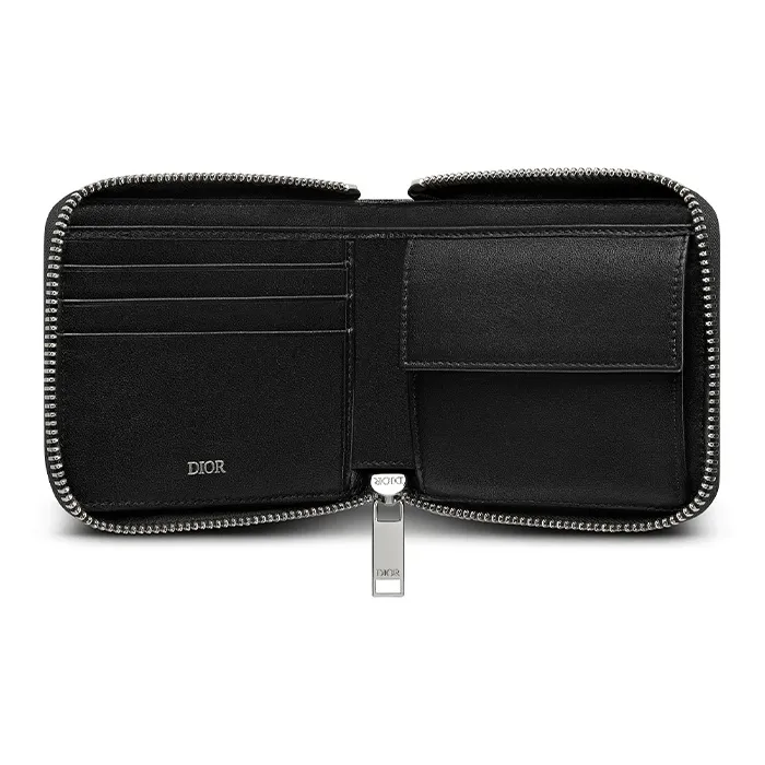 DIOR Cow Leather Wallet Men's Blue Black-2