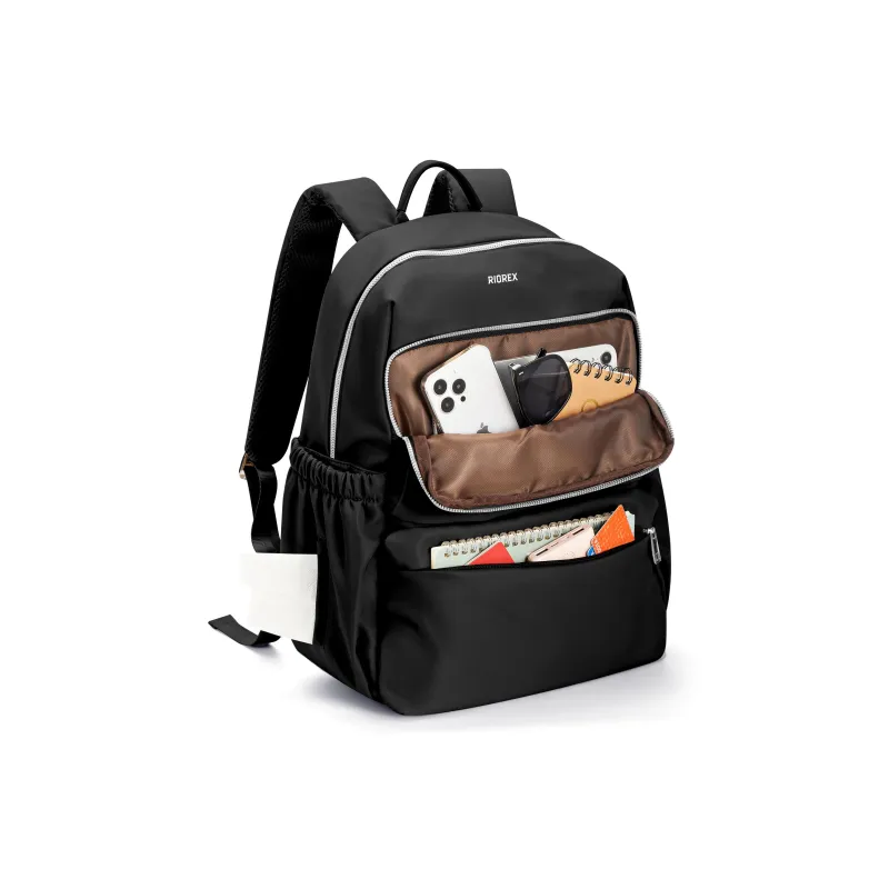 RIOREX Fabric Backpack Travel Bag Laptop Bag Backpack Regular Women's Black/Apricot/Army Green-5