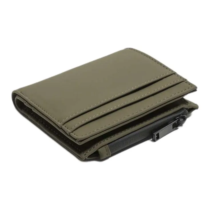 ZARA Polyurethane Coin Purse Card Holder Men's Khaki Green-1