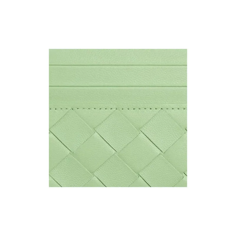 Bottega Veneta Intrecciato Sheepskin Card Holder Women's Fresh Mint Green-2