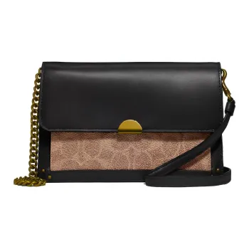 COACH Dreamer Canvas Chain Bag, Crossbody Bag, Shoulder Bag Women's Black & Brown Monogram