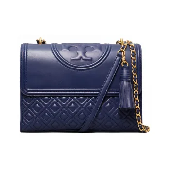 TORY BURCH Fleming Sheepskin Flap Shoulder Bag Crossbody Bag Medium Size Women's Marine Blue