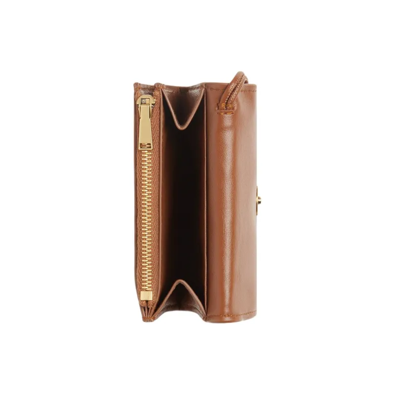 Bottega Veneta Andiamo Series Lambskin Wallet Trumpets Women's Cognac Brandy-3