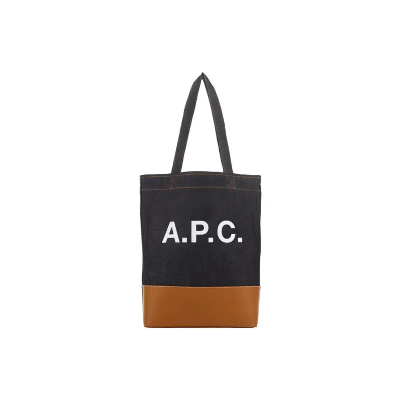 A.P.C Axel Fabric Tote Bag Shopping Bag Shoulder Bag Handbag Men's Blue-0