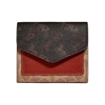 COACH Wyn Leather Wallet Women's Dark Brown