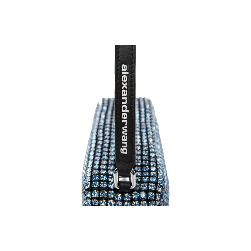 Alexander Wang Heiress Cow Leather Small Handbag, One Shoulder Bag, Handbag Medium Size Women's Blue-3
