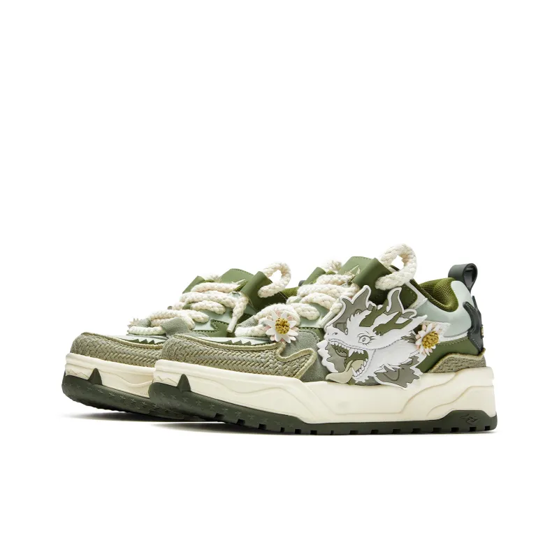 SENGUOGUO Slip Resistant Cushioning Low Top Skateboard Shoes Unisex Green Tea Brown-2