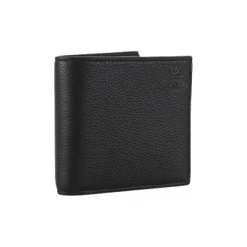 LOEWE Grain Cow Leather Wallet Men's Black