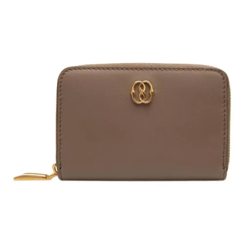 BALLY Emblem Leather Coin Purse Card Holder, Wallet Women's Beige