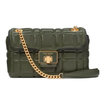 Kate Spade Evelyn Quilting Smooth Leather Shoulder Bag, Crossbody Bag Small Size Women's Green