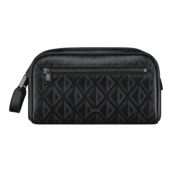 DIOR Canvas With Calfskin Toiletry Bag Men's Black