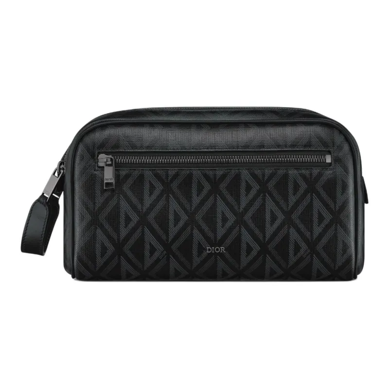 DIOR Canvas With Calfskin Toiletry Bag Men's Black-0
