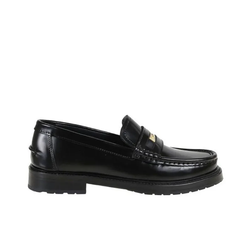MOSCHINO Logo-lettering Leather Loafers-1