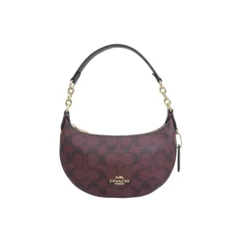 COACH Payton Coated Canvas With Leather Crescent Moon Bag Shoulder Bag Handbag Mini Women's Brown
