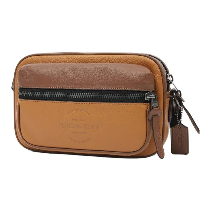 COACH Thompson High-Quality Pebbled Leather Camera Bag Shoulder Bag Crossbody Bag Medium Size Men's Khaki-3