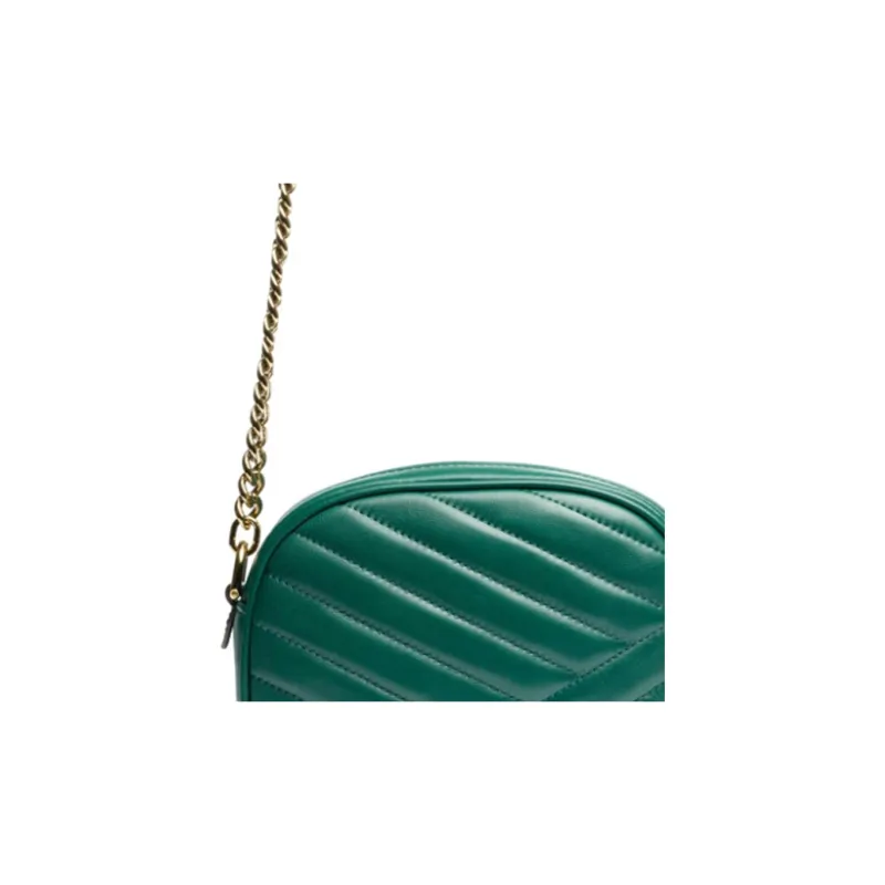 TORY BURCH Kira Plaid Quilting Lambskin Crossbody Camera Bag, Shoulder Bag Women's Peacock Green-4