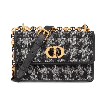 DIOR Caro Flannel Embroidery Crossbody Bag, Shoulder Bag Women's Black