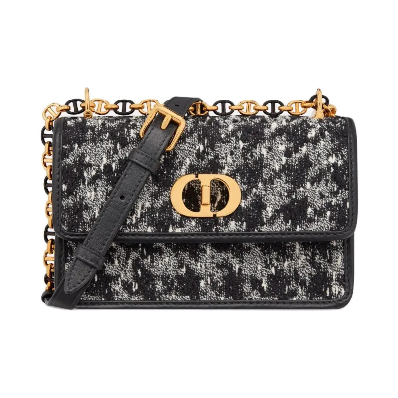 DIOR Caro Flannel Embroidery Crossbody Bag, Shoulder Bag Women's Black-0