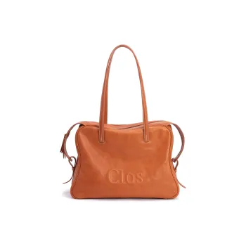 Clos Vegetable Tanned Cow Leather Commute One Shoulder Briefcase Women's Caramel Brown/Apricot/Black