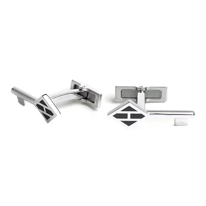 HERMES Metal Palladium-Plated Cufflinks Men's Black-0