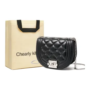 Chearly Kitity Synthetic Leather Crossbody Bag, Shoulder Bag Medium Size Women's Classic Black