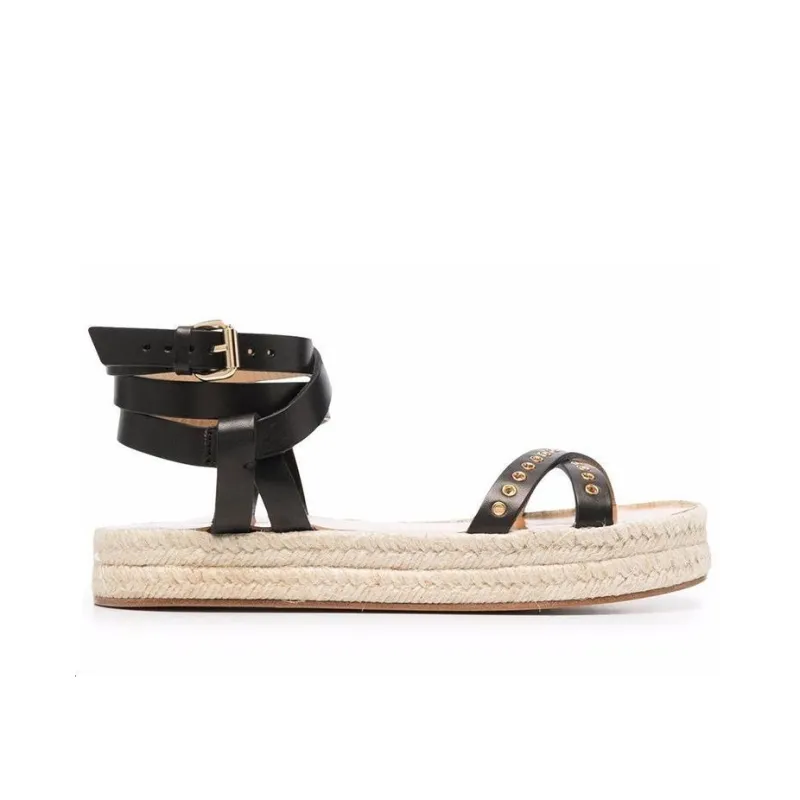 ISABEL MARANT Melyz Espadrille Strap Sandals Women's Black-1