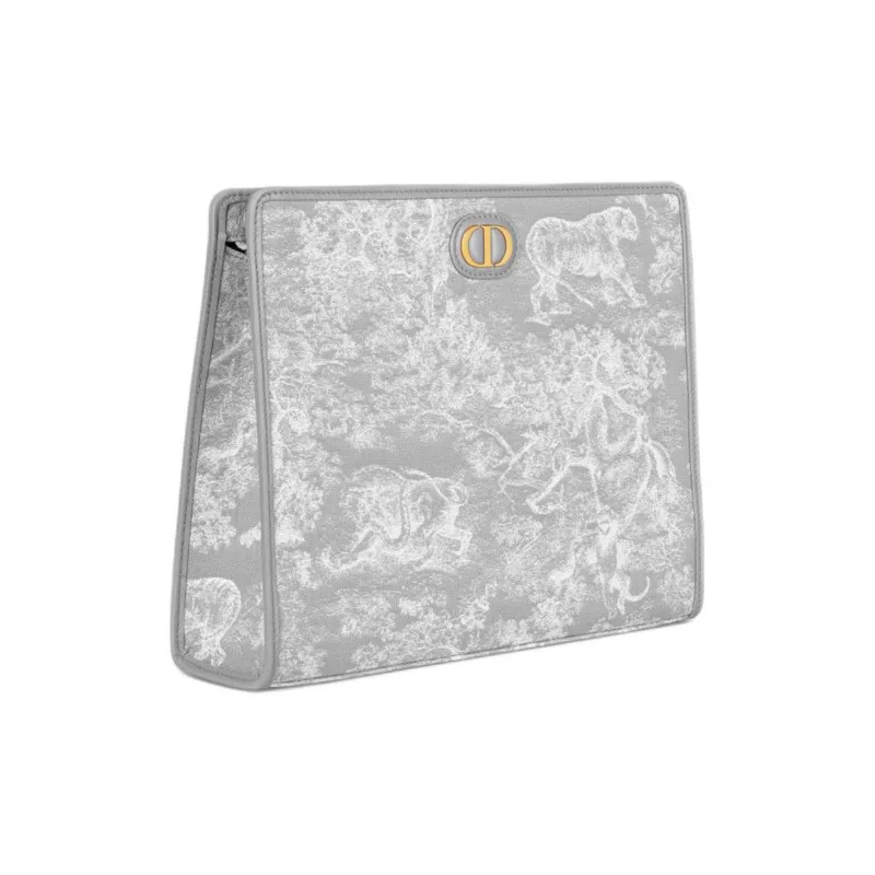 DIOR 30 Montaigne Toile De Jouy Reverse Jacquard Clutch Medium Size Women's Gray-1