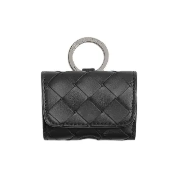 Bottega Veneta Intrecciato Cow Leather Earphone Case Men's Black