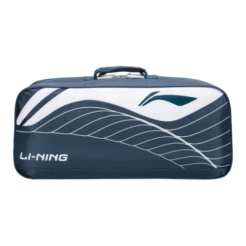 LiNing Badminton Racket Bags 6 Pcs Pack Sporty Style Backpack Blue White Unisex Independent Shoe Compartment